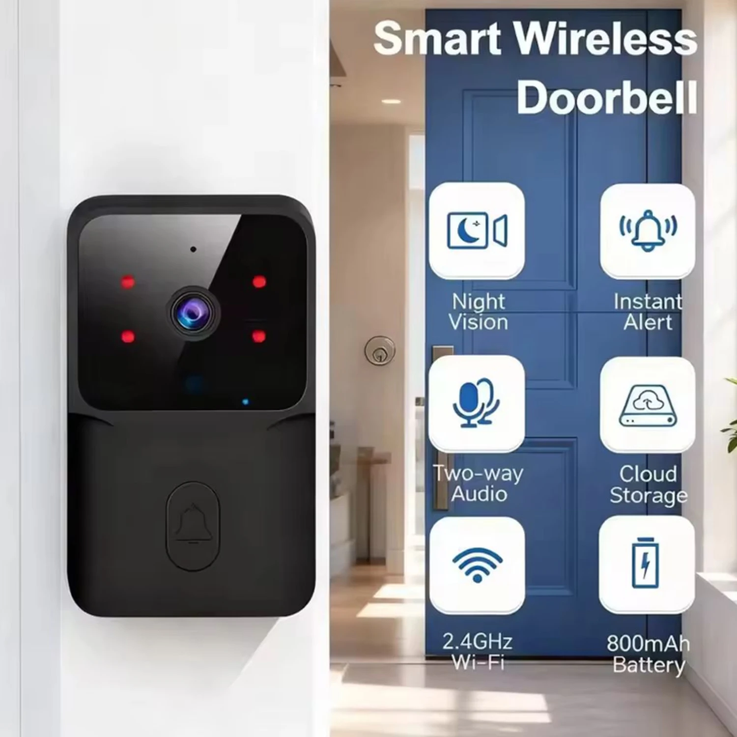 פעמון דלת וידאו WiFi 2026 1080P טויה חכם, אינטרקום אלחוטי חיצוני, מצלמה אלחוטית עמידה למים, פעמון צלצול