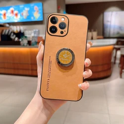 Leather Ring Holder Phone Case Cover for Nova Y60 (Brown)