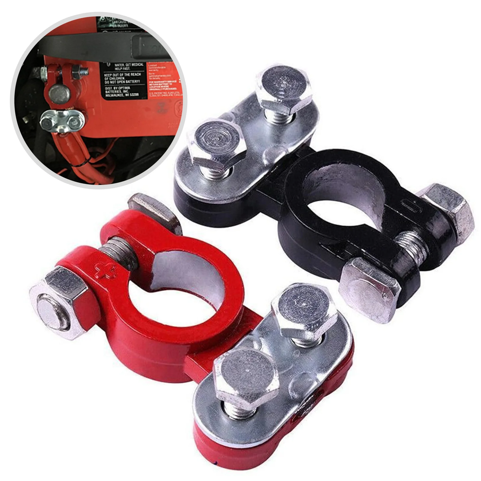 2 Pezzi Terminali Batteria Auto 12V Connettore Terminale Batteria Auto Cavo Batteria Morsetti Adattatore Morsetti Vite A Clip