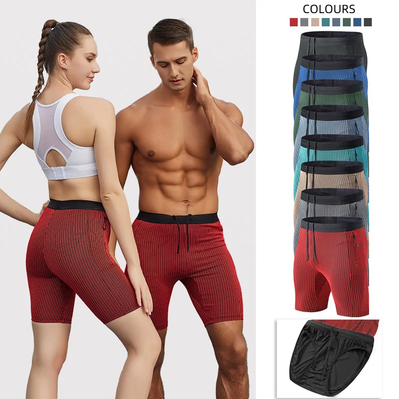 2 in 1 Summer Marathon Compression Shorts Quick Dry Long Distance Running Training Tights Sports Women Men Gym Male Waist bag sport jogging trousers