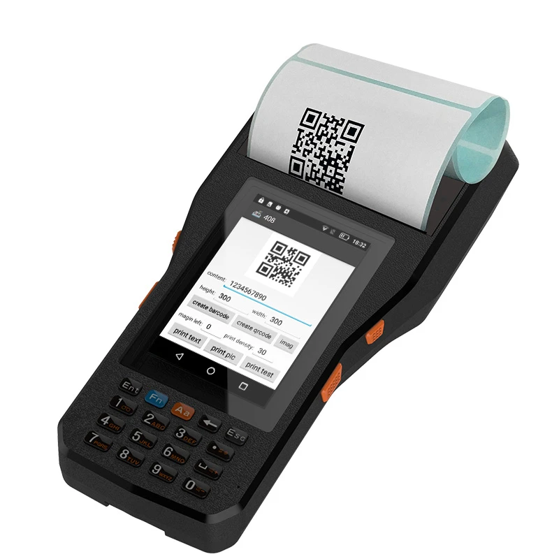 Handheld PDA Android 11 Wifi Bluetooth RFID 1D 2D Barcode Scanner Rugged Handheld Terminal Build In 80MM Receipt Label Printer