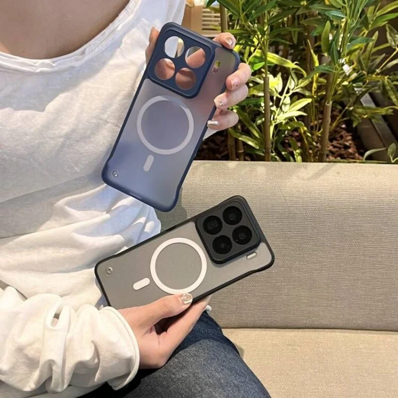 Slim Matte Translucent Frameless Wireless Charging Magnetic Case - Hard PC Back Cover