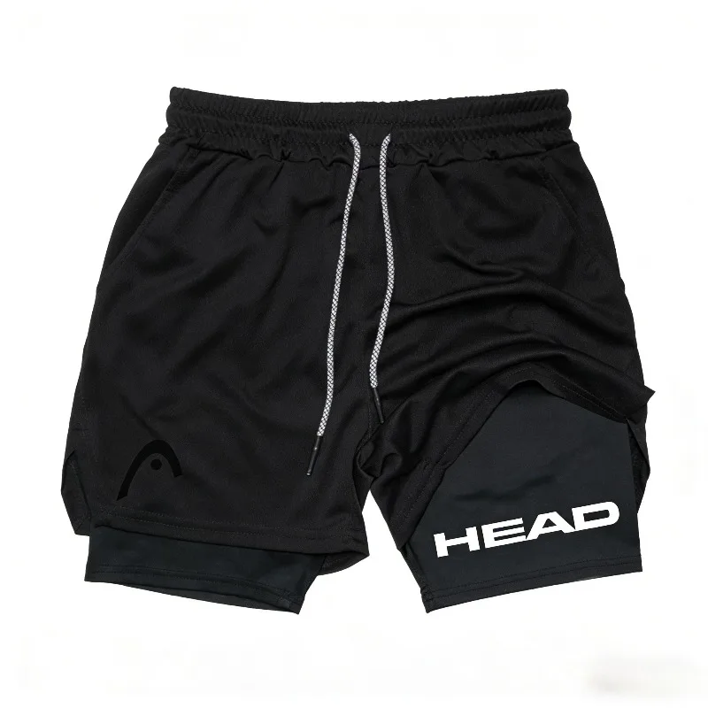 Head Running Shorts Men Fitness Gym Training 2-in-1 Fashion Versatile Sports Quick Dry Workout Jogging Double Deck Summer Short
