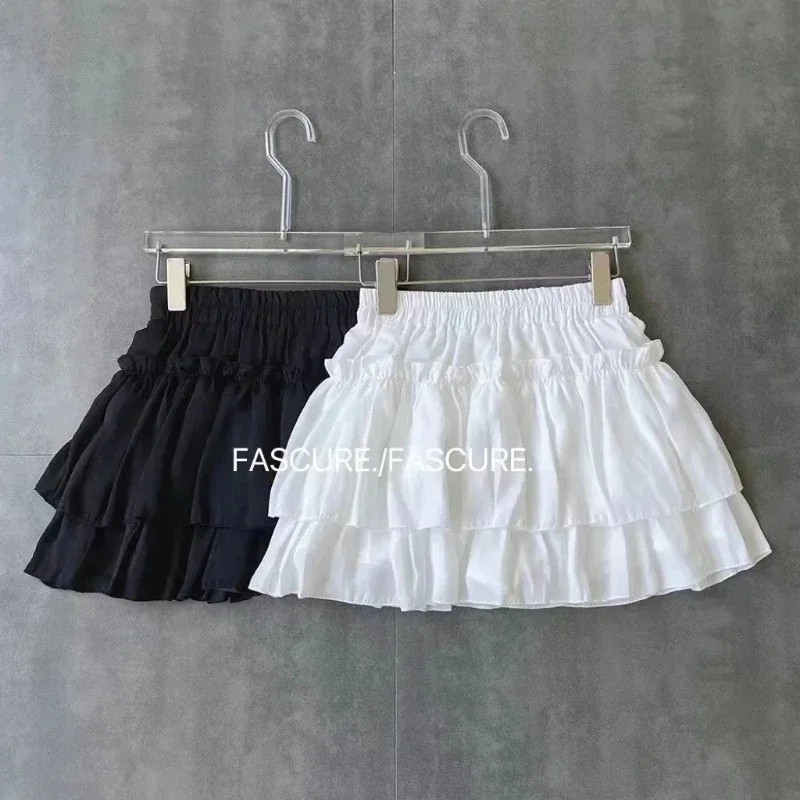 Summer Kawaii White Ball Gown Skirts Women Fashion Slim Fit Mini Skirts Giris Y2k All Match Elastic High Waist Black Faldas Goth 5