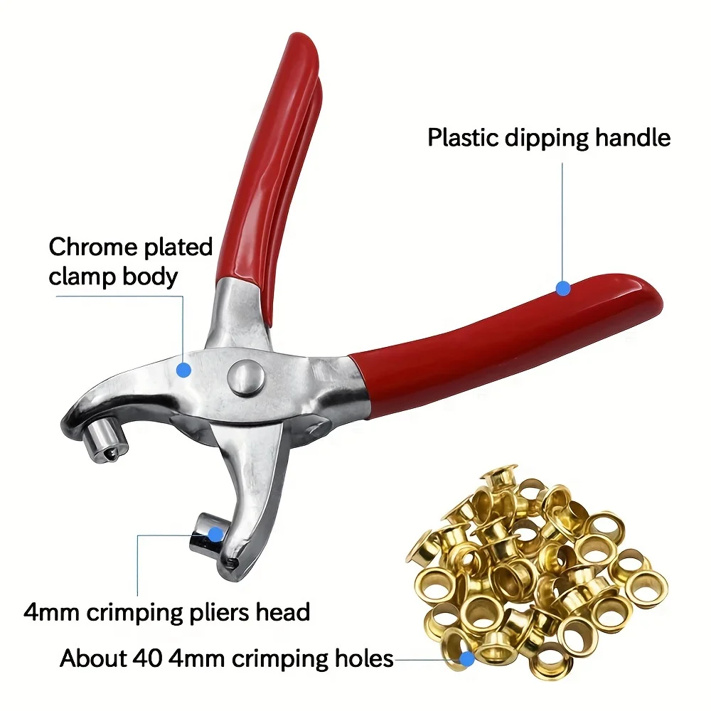 Chrome Plated Leather Crimping Pliers Set 40Mm Crimping Holes Hand Tool for Leather Crafts