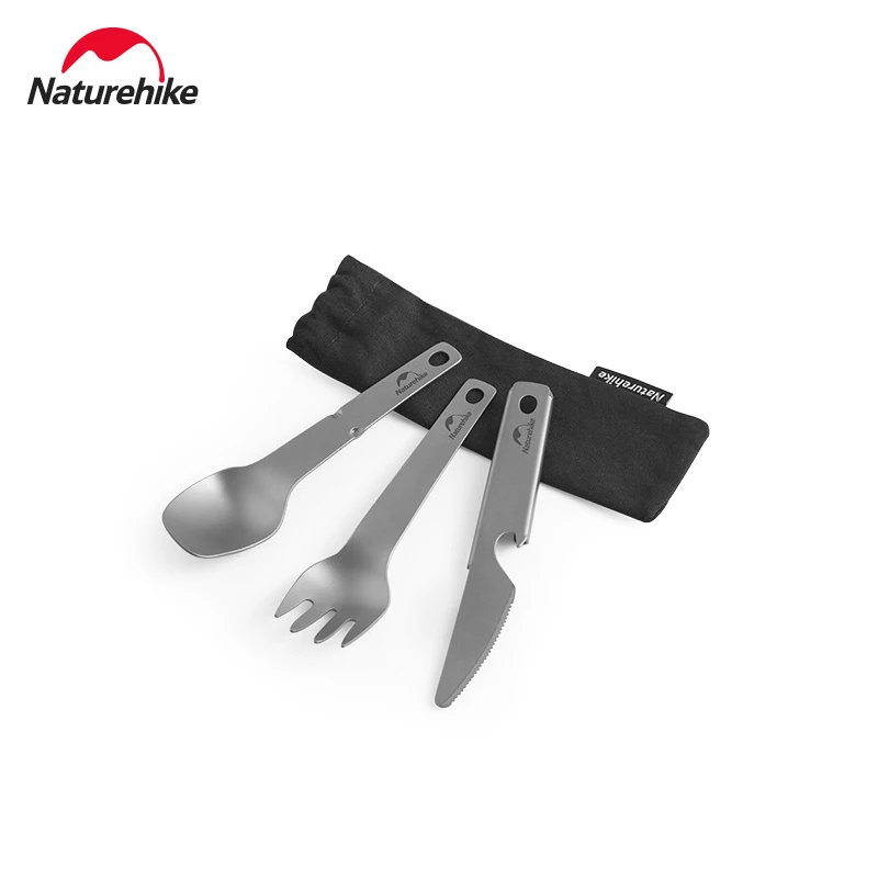 

Naturehike 3pcs/set Titanium Cutlery Set Ultra Lightweight Knife Fork Spoon For Home Use Travel Camping Picnic Cutlery Set