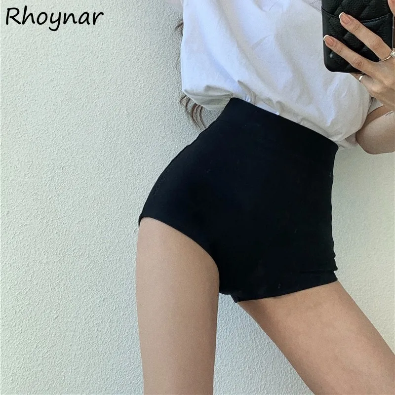 

High Waist Shorts Women Summer Solid Simple Leisure All-match Korean Fashion Spicy Girls Skinny Streetwear Hip-covering Cozy