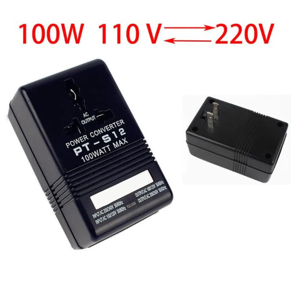 

Workshop Power Converter Voltage Converter 100w 110/120V To 220/240V 55-60Hz 7.2×4.5×4cm BLACK Step UP Or Down