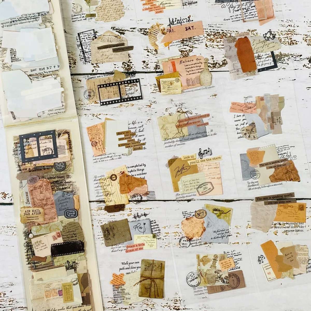 Journamm 20장 PET 저널링 스티커 세트 스크랩북킹 DIY 콜라주 정크 저널 사진 앨범 다이어리 장식 스티커