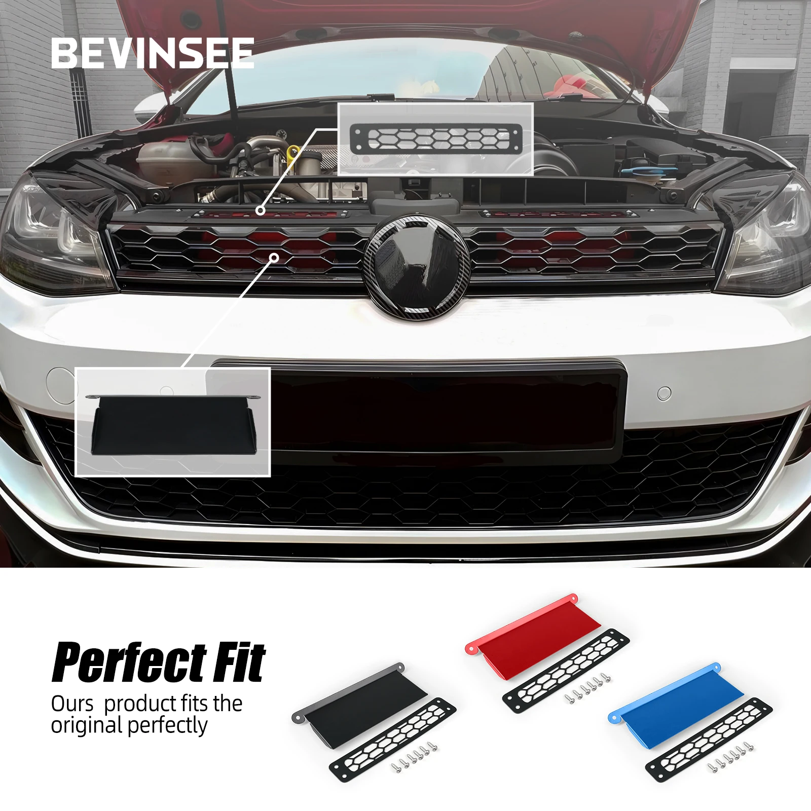 Air Intake Kit BEVINSEE Dynamic Air Inlet Scoop Kit for VW Golf MK7 MK7.5 1.4 GTI R Audi S3 8V
