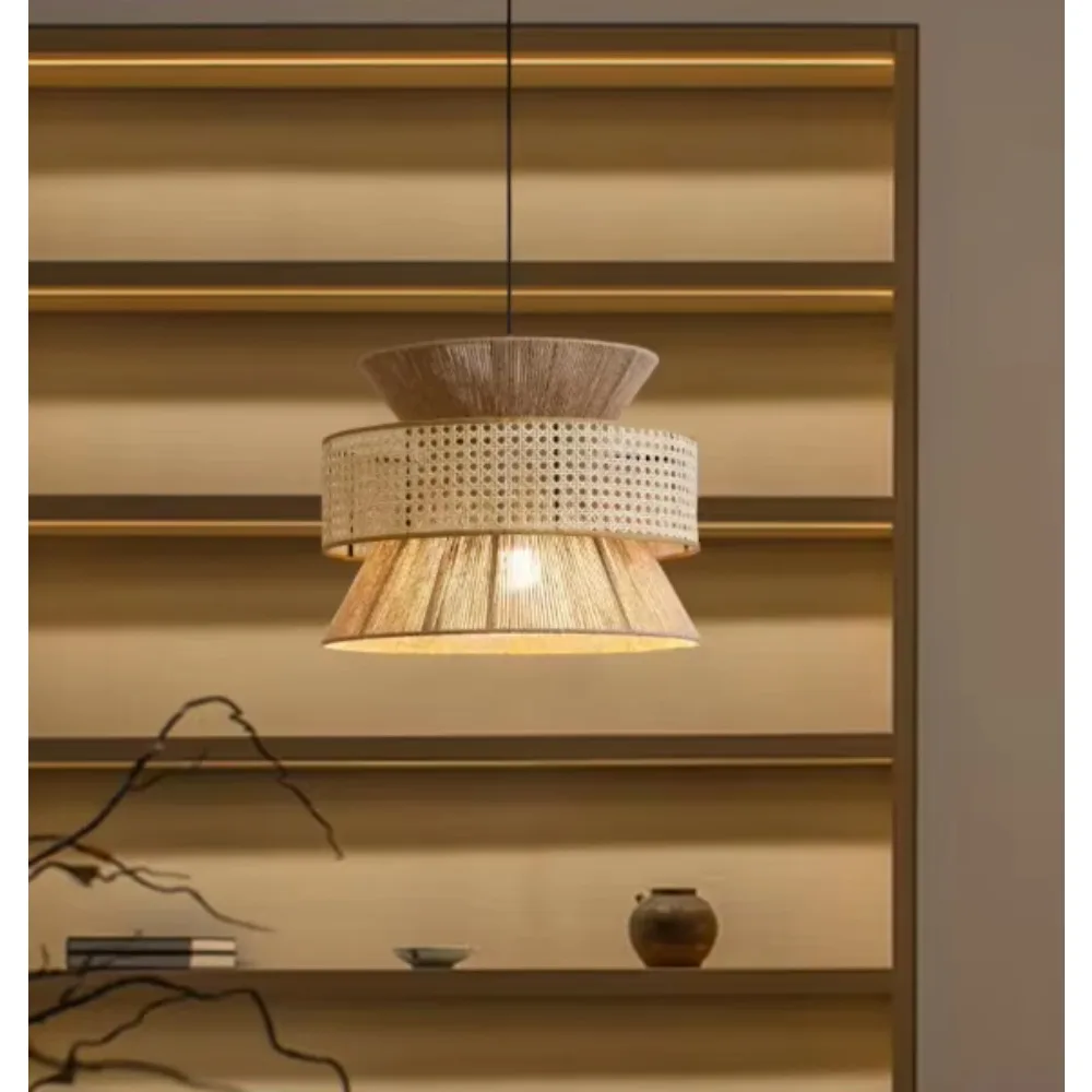 Handmade Natural White Pendant Lamp Rattan Lampshade Lampshade Frames Wholesale Hanging Lamp for Decor Made Eco Friendly Lamp