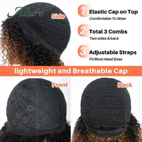 Perruques brésiliennes Jerry Curly en cheveux humains pour femmes, couleur brun foncé, cheveux courts bouclés, perruque sans colle, perruques afro crépues Allure 6