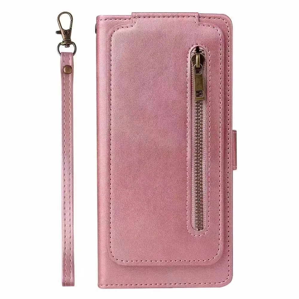 

For iphone 15Pro Max12 Mini 13 Pro MAX XS XR PU Leather Portable Phone Case With Kickstand Function 9 Card Slots Wallet Cover