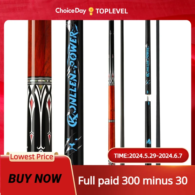 KONLLEN-AS 풀 큐 스틱, 탄소 섬유 샤프트, 12.5mm 팁, 펀치 점프 큐, Uniloc 조인트, 전문 브레이크 키트, 3 개