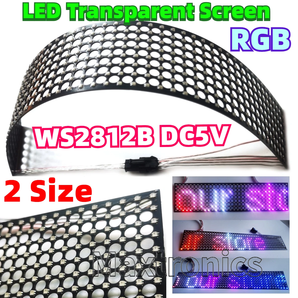 P6.25 DC5V WS2812B Full-Color LED Transparent Screen RGB 256/384 Pixel Dot Matrix SPI Protocol Lamp Bead for LED Panel Sign