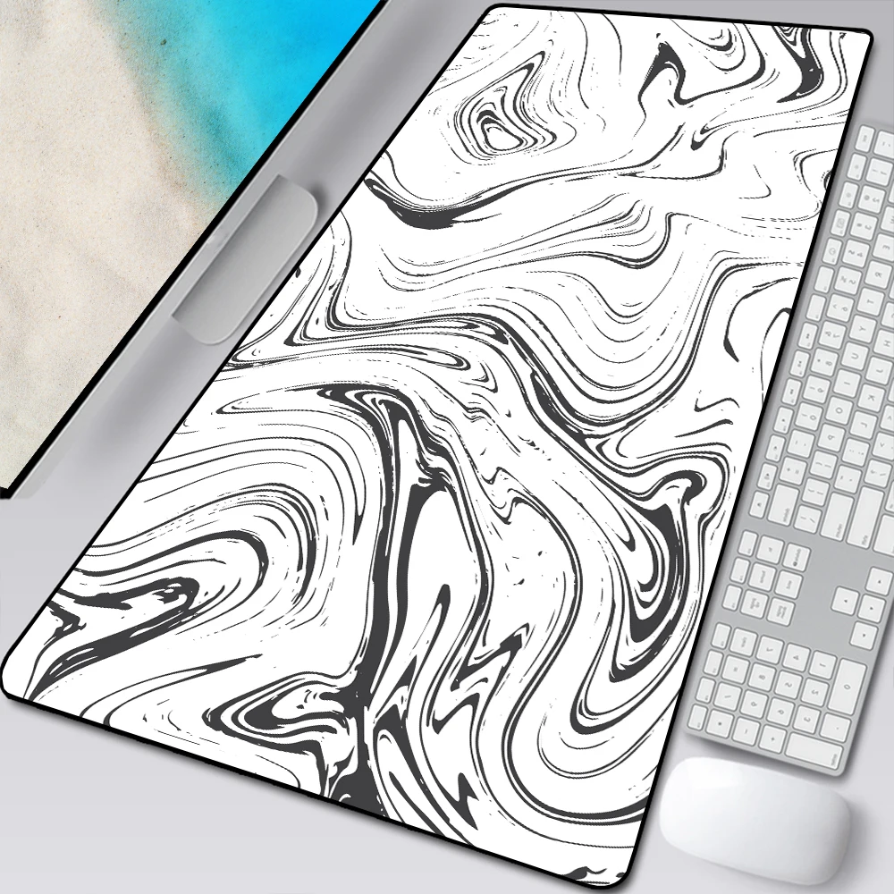 Mousepad Branco e Preto com Arte Protetor de Mesa de Almofada para Escritório Tapete de Computador Grande Mouse Estendido Xxl