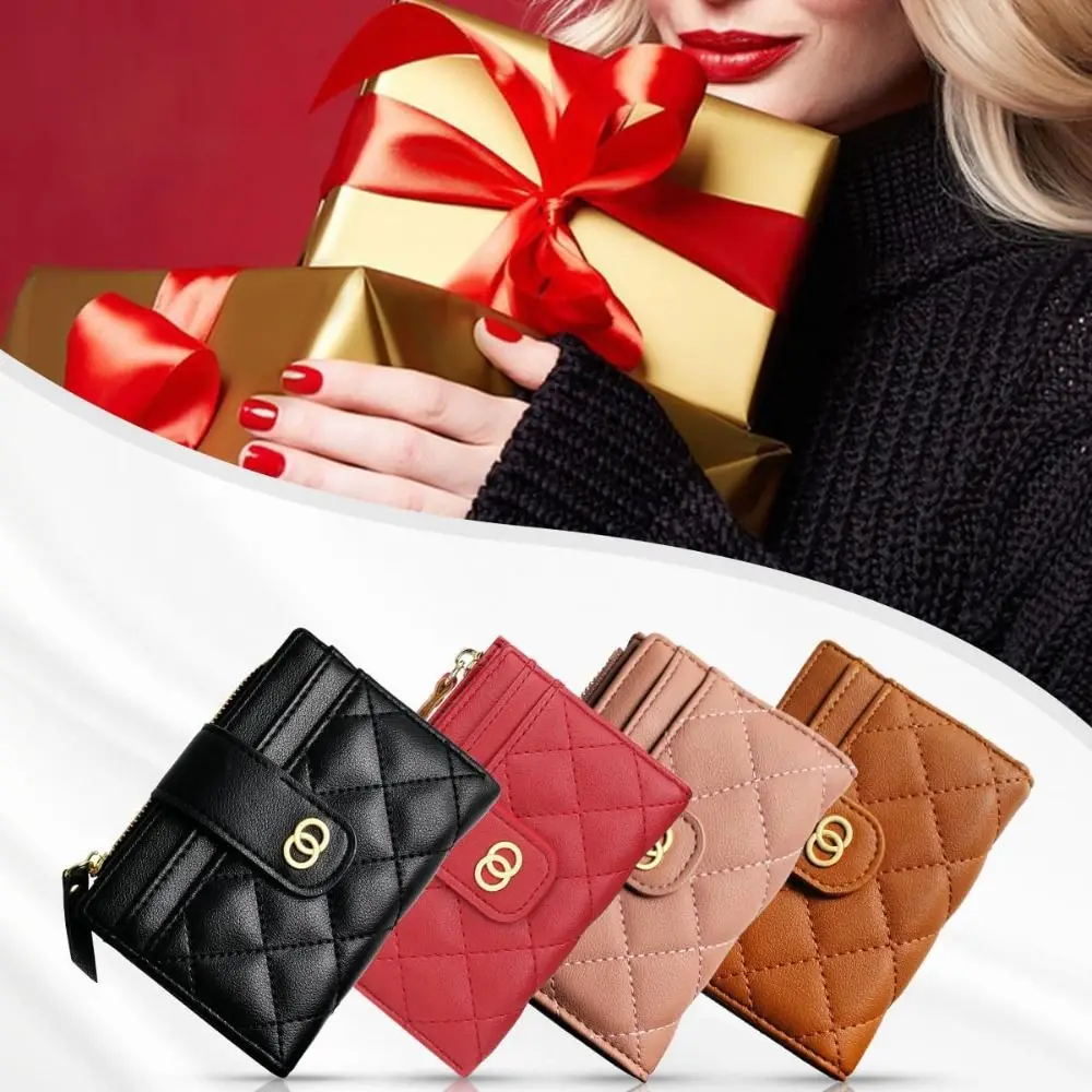 PU Leather Women Wallet Classical Money Bag Solid Color Mini Coin Purse Zipper Small Bifold Wallet