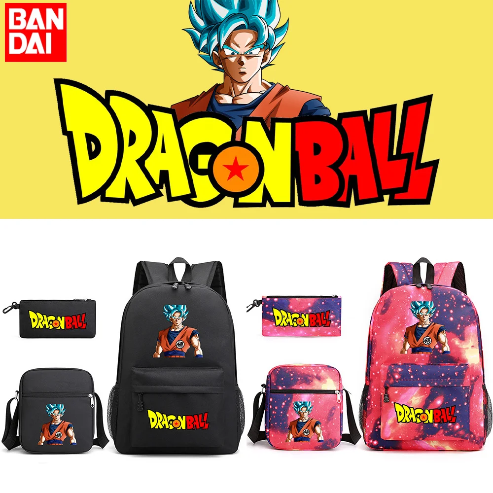 

Школьная сумка Bandai Dragon Ball, рюкзак из трех предметов, вместительная Холщовая Сумка для учеников школы и студентов
