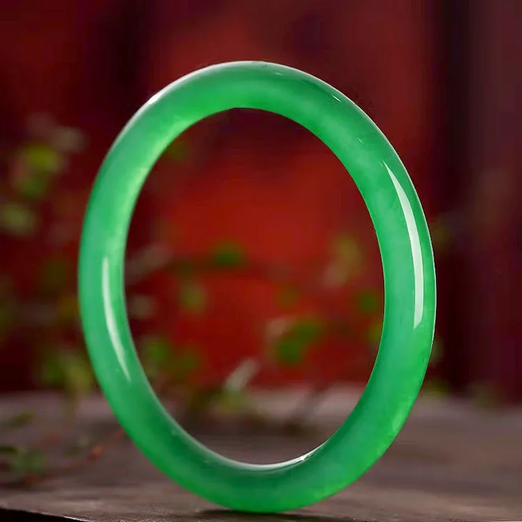 

Natural 5-66mm Green Jade Full Green Quartzite Jade Round Bar Bracelet Bangle