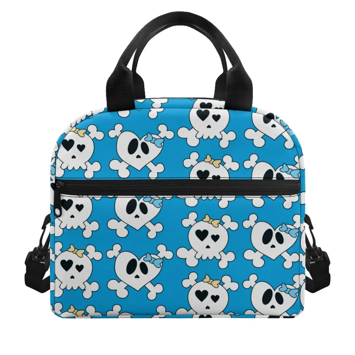 New Halloween Decoration Blue Skull Woman Double Layer Lunchbag Smooth Zipper Strap Sophisticated Durable Insulated Bags Fashion 5 10pcs durable vacuum storage bags for clothes pillows bedding blanket more space save compression travel hand pump seal zipper