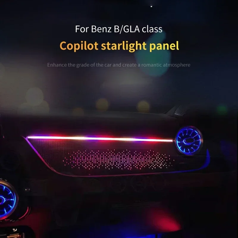 메르세데스 벤츠 B-클래스 W247 GLA H247용 차량 조수석 내부 패널 LED 앰비언트 라이트 센터 콘솔 스타라이트 데코 액세서리