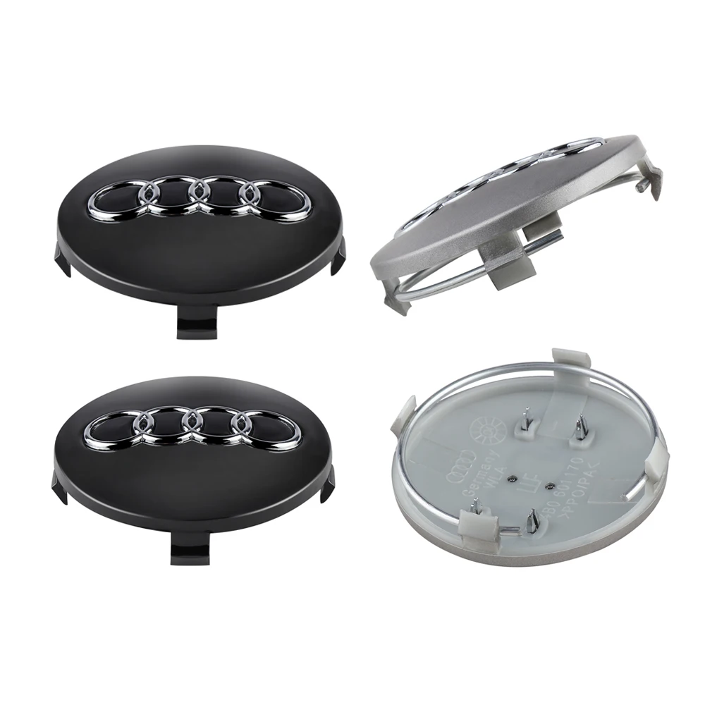 Wheel Center Caps 4pcs 59mm Audi Emblem Hub Caps Car Wheel Center Wheel Huncaps Accessories For Audi Sline A4 B8 A3 A5 A4L 8P A6 C7 8V B6 B7 B9 A1