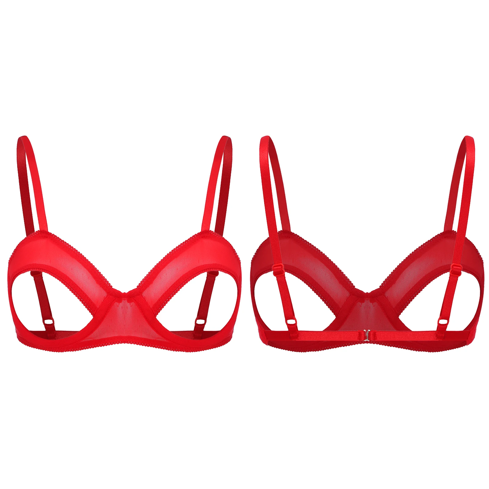 Womens See Through Mesh Hollow Out Bra Spaghetti Straps Hollow Out Underwired Brassiere Push Up Balconette Bras Lingerie Top