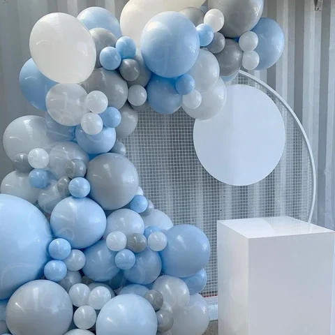 

Blue White Balloon Garland Arch Kit Birthday Aluminum Foil Metal Balon Wedding Birthday Party Decoration Kids Baby Shower Baloon