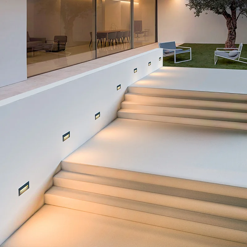 Garden Decoration Lamps Waterproof Outdoor LED Stair Step Lamp 220V 6W/10W Recessed Wall Corner Light Landscape Pathway stairway Footlight