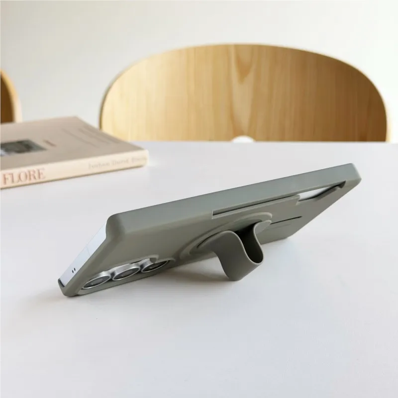 Soft Liquid Silicone Magnetic Case with Strap Holder and Card Slot - Shockproof Cover