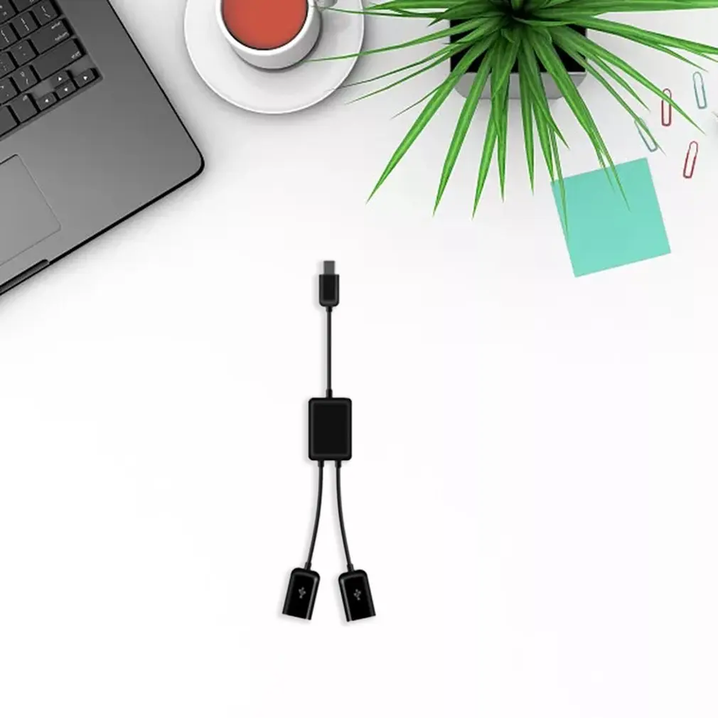 Hot 2 in 1 Type C to 2 OTG Dual Port HUB Cable Y Splitter for Tablet Android Mouse Keyboard Micro-USB Type-C Adapter Converter