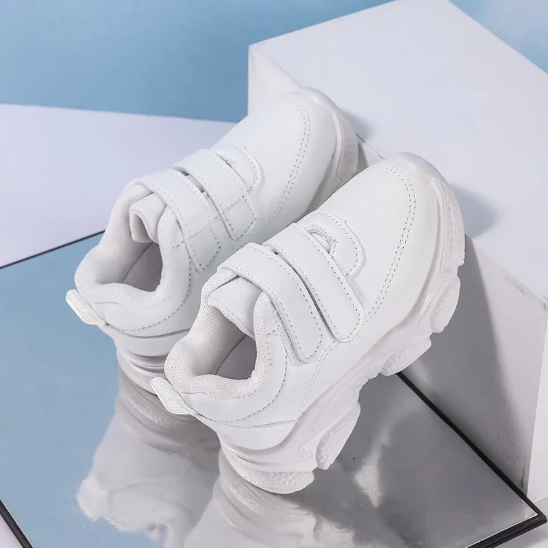 White Non Slip Kids School Sneakers Breathable Tennis Shoes
