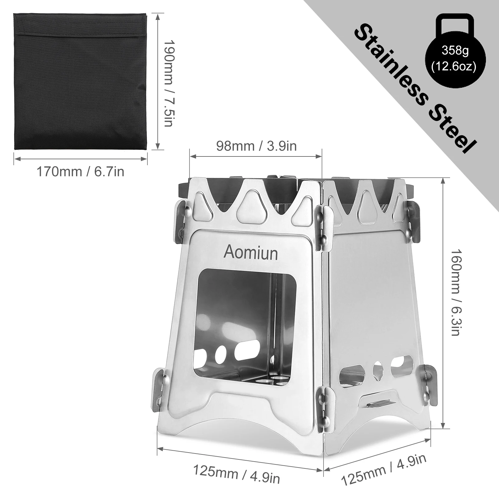 Naturehike Réchaud à Bois, Poele a Bois Camping, Portable Réchaud de Camping, Rechaud Randonnée Léger, Mini Pliable Rechaud pour Barbecue Pique Nique Voyage