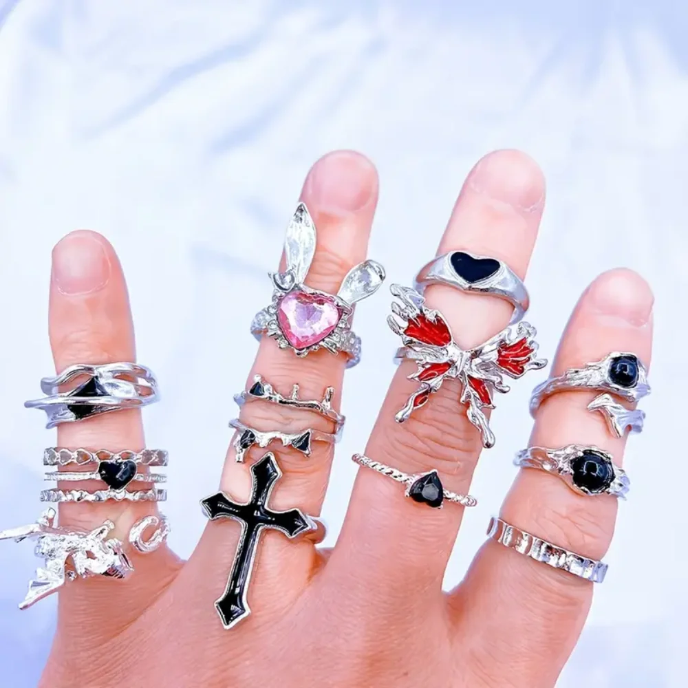 10/20Pieces Retro Gothic Spider Butterfly Halloween Ring Set For Women Men Mix Style Vintage Jewelry Party Gifts 5