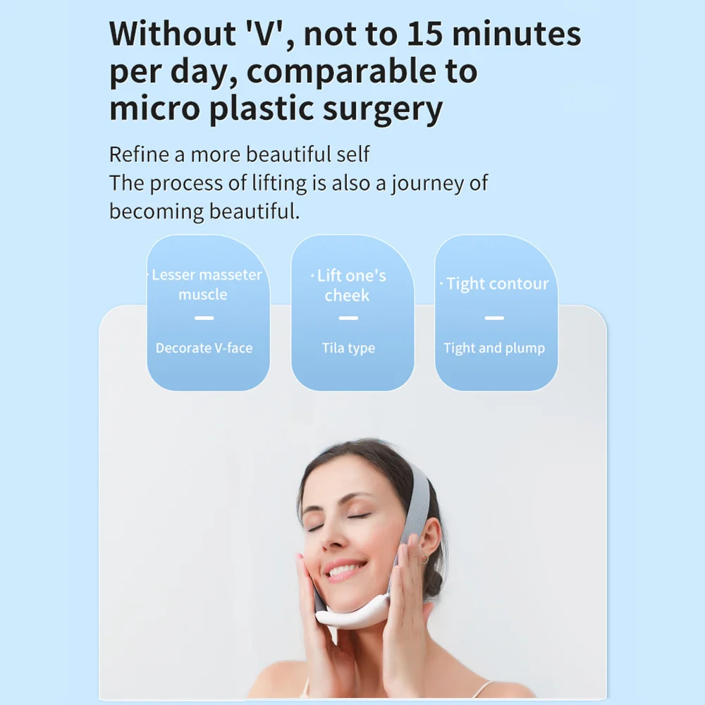 Ems Pulse Face Slimming Device, Double Chin Remover, Facial V Shape Slimming,lifting Vibration Hot Compress Facial Care Massager 4