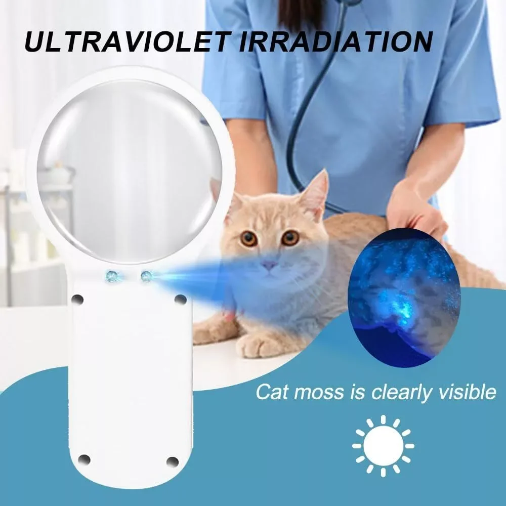 RFID Pet Tag ID Scanner Animal Microchip Reader With Magnifier+UV Flashlight