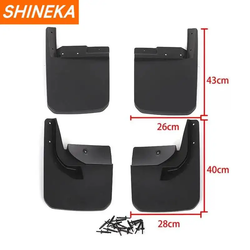 SHINEKA 지프 랭글러용 머드가드, JL 사하라 2018 2023 업 프론트 리어 머드플랩, 스플래시 가드 펜더, 외부 액세서리