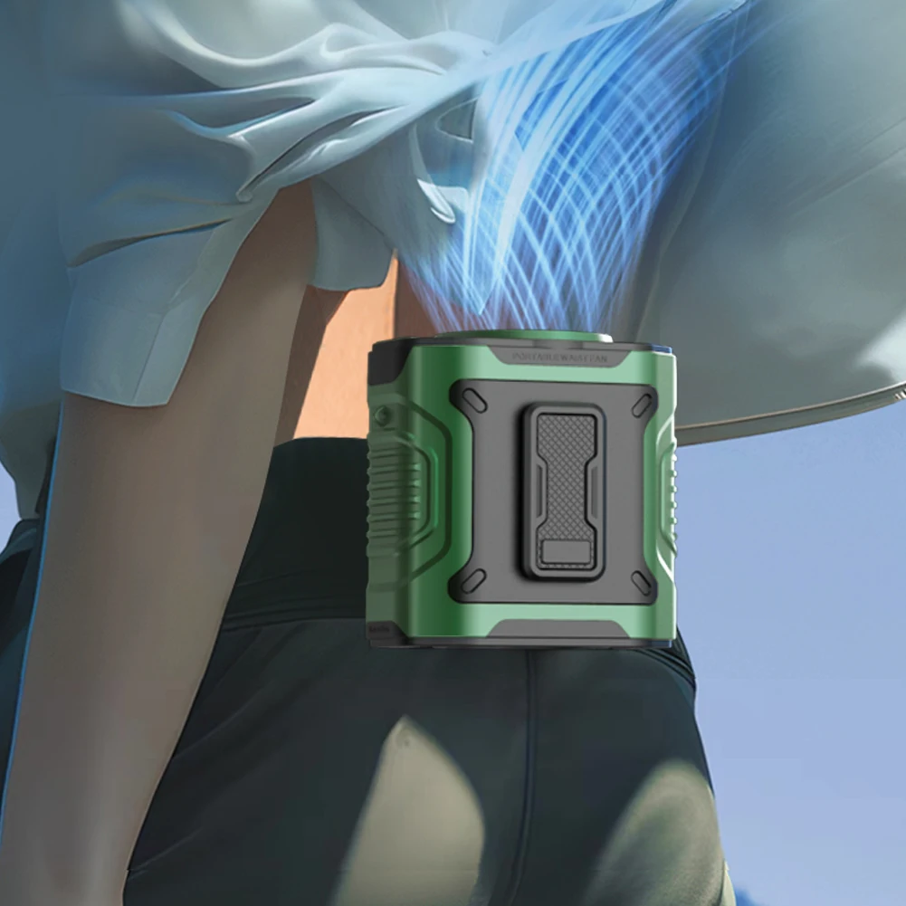 Waist Fan Wireless Waist Clip Fan Portable Clip on Wearable Belt 3600mAh USB Rechargeable with Power Bank for Outdoor Camping