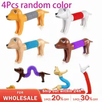 4pcs Sensory Toys for Kids, 4Pcs Pop Tubes Spring Dog, Stress Relief Pop Tubes,Birthday Presents, Toys For Children 1