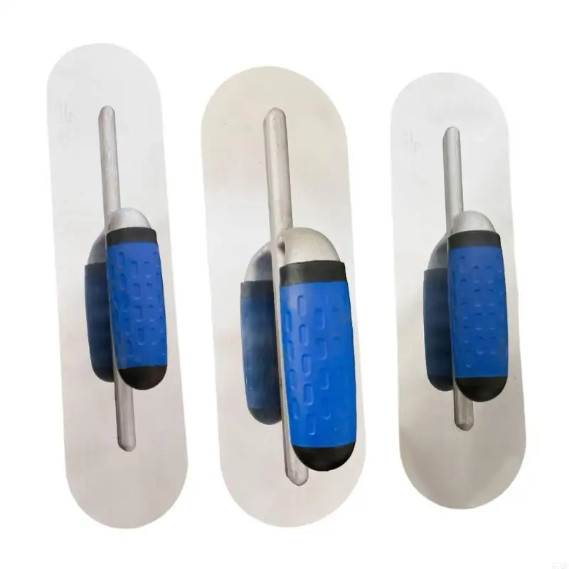 57QF Multipurpose 3 Piece Rounded Corner Plastering Trowel Kit Stainless Steel Pool Trowel Set with Ergonomic Grips Handles