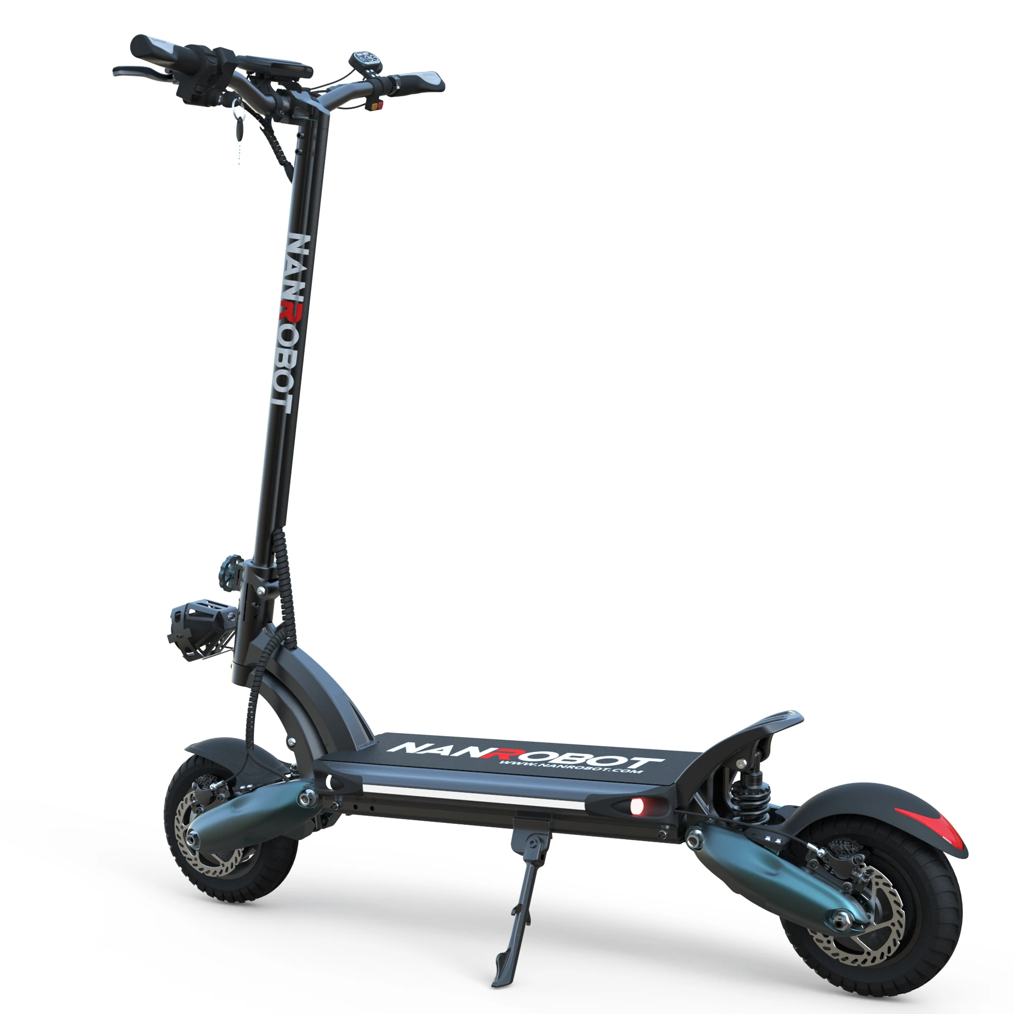 Nanrobot electric scooter D6+ adult scooter Off-road Tyre fastest Dual Motors 2000W Disc Brake for adultscustom duotts f26 electric mountain bike 750w 2 dual motors 48v 17 5ah lg battery 26 4 0 inch fat tires 55km h max speed 55 degree climbing smart color display dual disc brakes front shock absorption 150kg max load 100km range silver