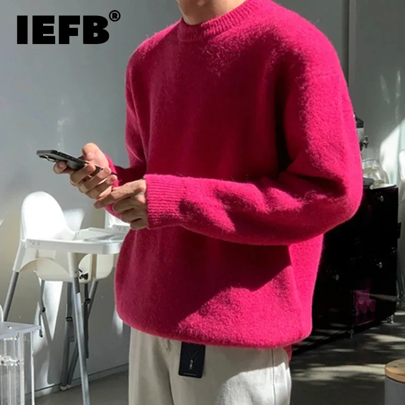 

IEFB Solid Color Men's Sweaters Vintage Korean Fahsion Knit Wear O-neck Pullovers Male Casual Tops 2024 Spring Chic New 9C3844