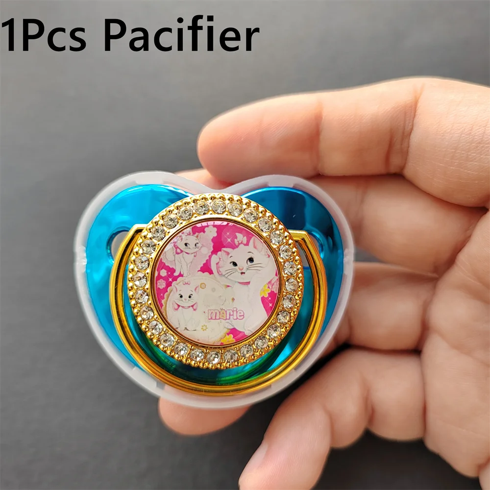 1 Pz Bling Metallic Blue Baby Traveling Dummy Nippler Teat Finger Toys Neonato Bpa Free Silicone Massaggiagengive E Tettino Antipolvere