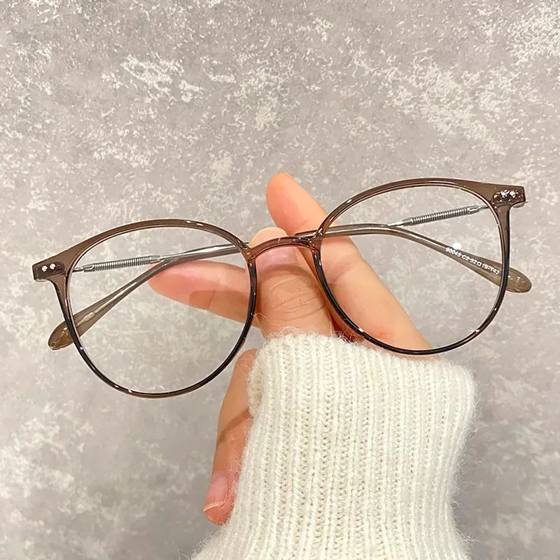Vintage Round Myopia Glasses with Clear Lenses - Luxury Transparent Eyewear