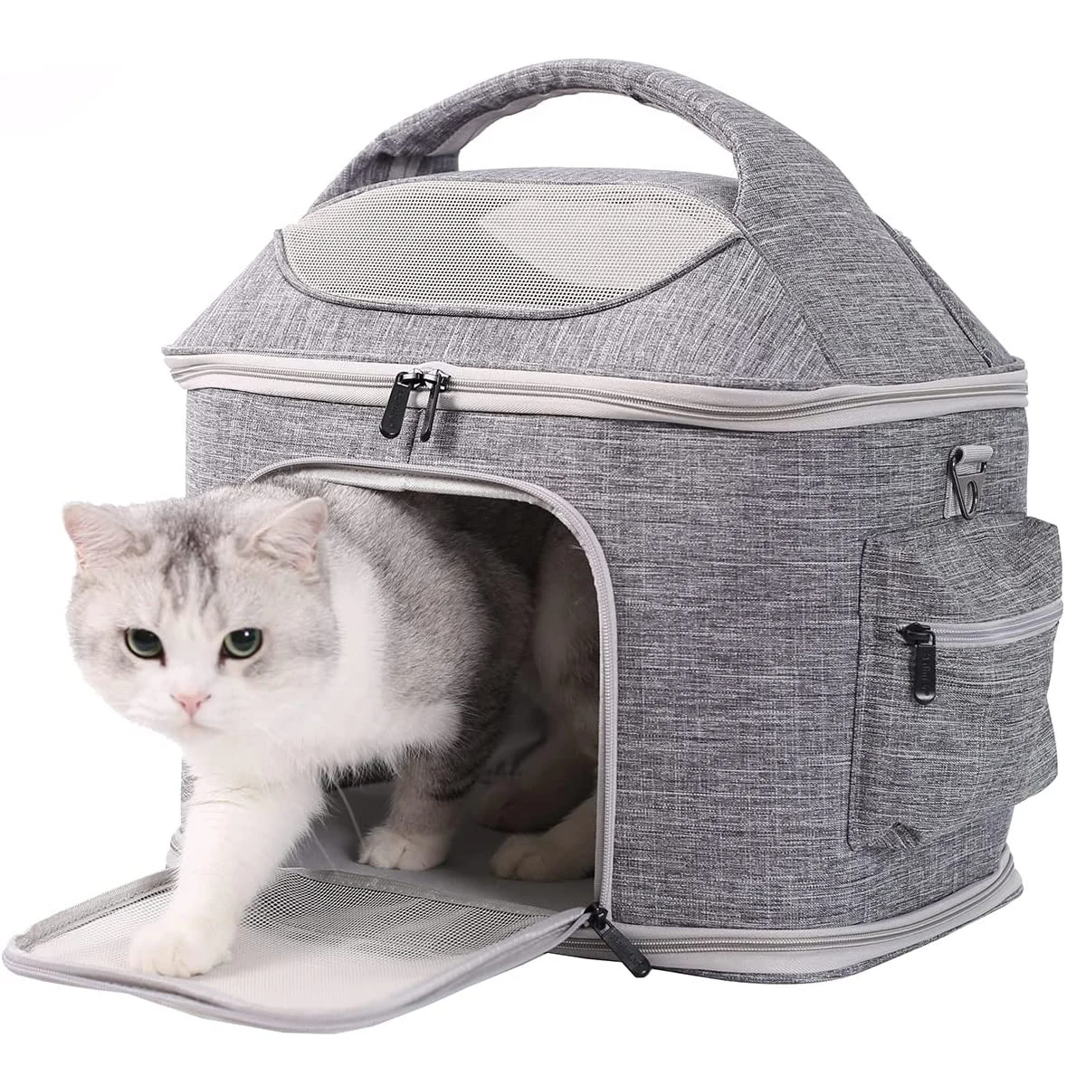 Portable Cat Travel Litter Box with Lid, Collapsible Car Cat Litter Box