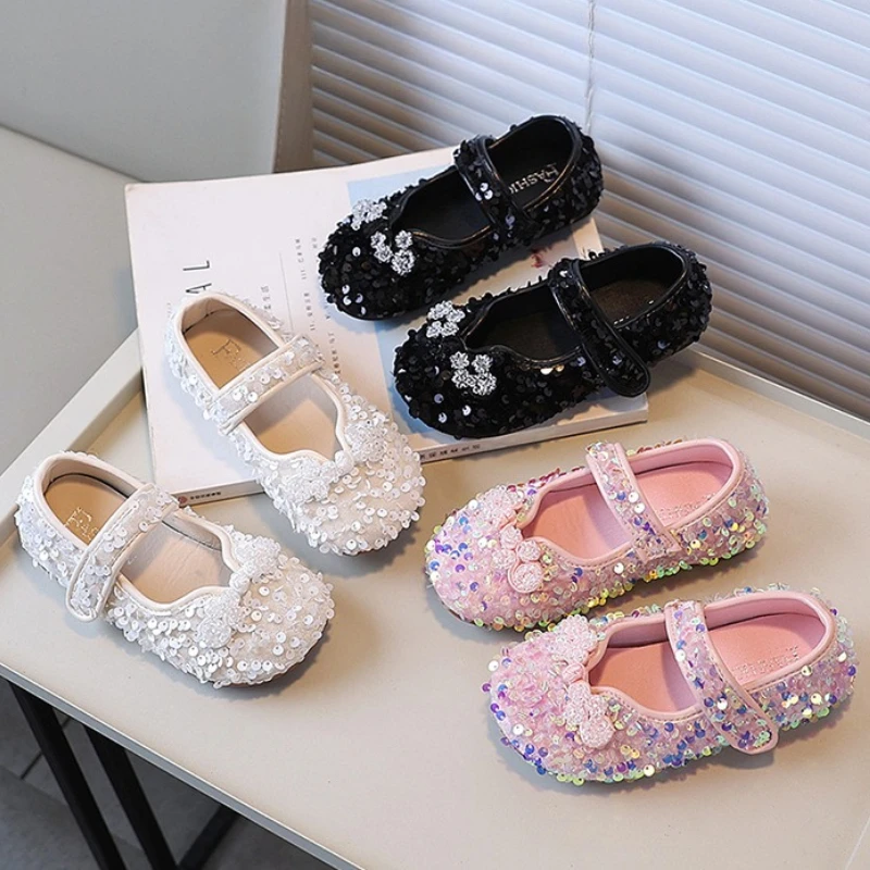 Girls Leather Flat Shoes for Wedding Party