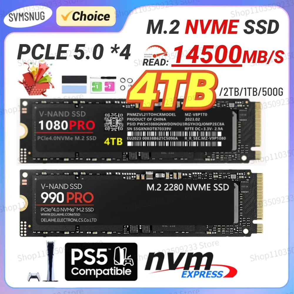 

Hot 1080PRO 4TB SSD Original Brand SSD M2 2280 PCIe 4.0 NVME Read 14000MB/S Solid State Hard Disk For Desktop/PC/PS5 Game Laptop