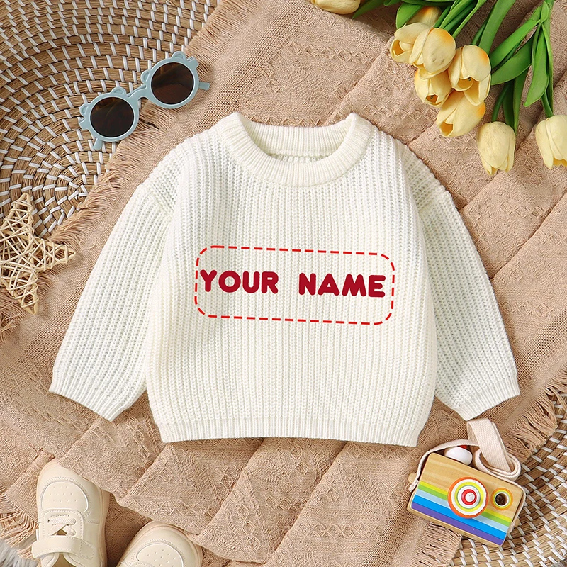 Baby Sweater Customize Exclusive Name Newborn Infant Clothing Embroidered Letter Unique Gift Warm Tops Girl Boy Pullover Knitted