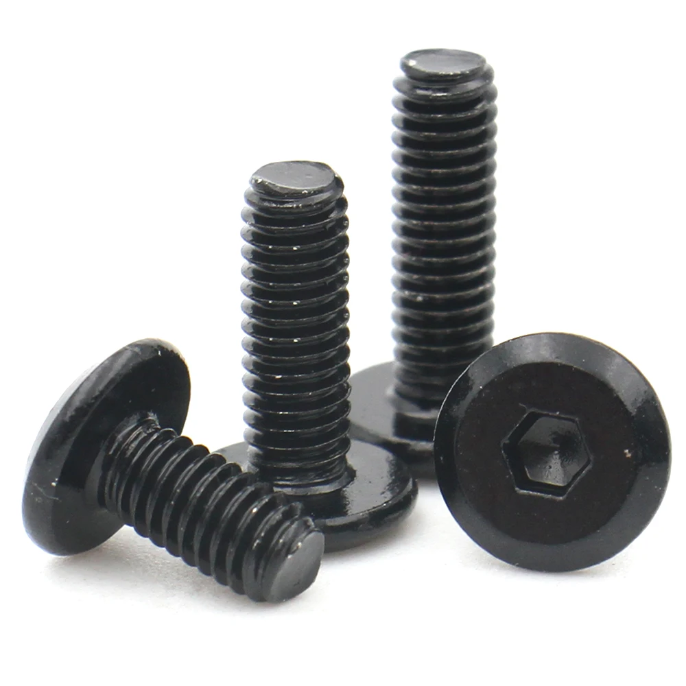 Description Picture 3 of item20/ 40/ 100pcs M3 M4 M5 M6 M8 Black 304 Stainless Steel Hexagon Hex Socket Large Flat Head Screw Bolt Down Side Furniture Screw