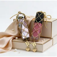 Custom Name 26 Alphabet Heart Key Chain Ins Style Gold Stainless Steel Metal Net Pocket Lipstick Bag Keychain Bag Accessories 3
